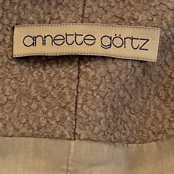 Annette Gortz Blazer Jacket Open Front Brown Boucle Virgin Wool Blend Size 38 - Picture 7 of 9